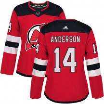 Women's Adidas New Jersey Devils Joey Anderson Red Home Jersey - Authentic