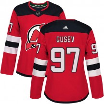Women's Adidas New Jersey Devils Nikita Gusev Red Home Jersey - Authentic