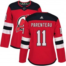 Women's Adidas New Jersey Devils P. A. Parenteau Red Home Jersey - Authentic
