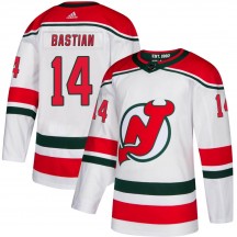 Men's Adidas New Jersey Devils Nathan Bastian White Alternate Jersey - Authentic