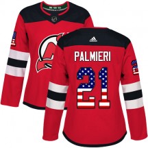 Women's Adidas New Jersey Devils Kyle Palmieri Red USA Flag Fashion Jersey - Authentic