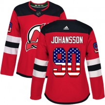Women's Adidas New Jersey Devils Marcus Johansson Red USA Flag Fashion Jersey - Authentic
