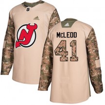 Men's Adidas New Jersey Devils Michael McLeod Camo Veterans Day Practice Jersey - Authentic