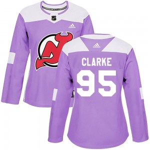 Women's Adidas New Jersey Devils Graeme Clarke Purple Fights Cancer Practice Jersey - Authentic