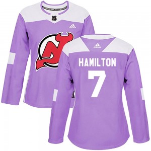 Women's Adidas New Jersey Devils Dougie Hamilton Purple Fights Cancer Practice Jersey - Authentic