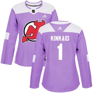 Women's Adidas New Jersey Devils Keith Kinkaid Purple Fights Cancer Practice Jersey - Authentic