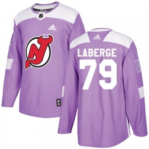Youth Adidas New Jersey Devils Samuel Laberge Purple Fights Cancer Practice Jersey - Authentic