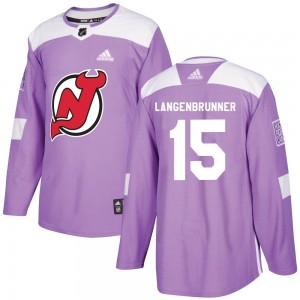 Youth Adidas New Jersey Devils Jamie Langenbrunner Purple Fights Cancer Practice Jersey - Authentic