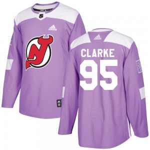 Men's Adidas New Jersey Devils Graeme Clarke Purple Fights Cancer Practice Jersey - Authentic
