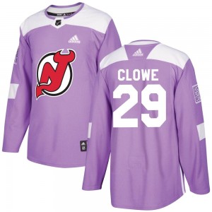 Men's Adidas New Jersey Devils Ryane Clowe Purple Fights Cancer Practice Jersey - Authentic