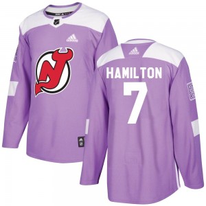 Men's Adidas New Jersey Devils Dougie Hamilton Purple Fights Cancer Practice Jersey - Authentic