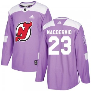 Men's Adidas New Jersey Devils Kurtis MacDermid Purple Fights Cancer Practice Jersey - Authentic