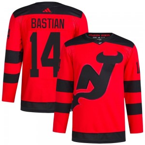 Men's Adidas New Jersey Devils Nathan Bastian Red 2024 Stadium Series Primegreen Jersey - Authentic