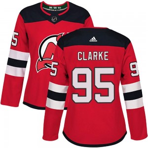 Women's Adidas New Jersey Devils Graeme Clarke Red Home Jersey - Authentic