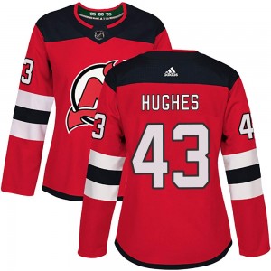 Women's Adidas New Jersey Devils Luke Hughes Red Home Jersey - Authentic