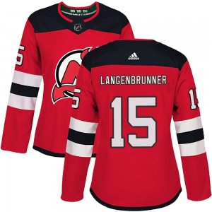 Women's Adidas New Jersey Devils Jamie Langenbrunner Red Home Jersey - Authentic
