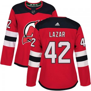 Women's Adidas New Jersey Devils Curtis Lazar Red Home Jersey - Authentic