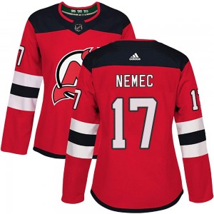Women's Adidas New Jersey Devils Simon Nemec Red Home Jersey - Authentic