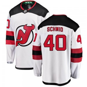 Men's Fanatics Branded New Jersey Devils Akira Schmid White Away Jersey - Breakaway