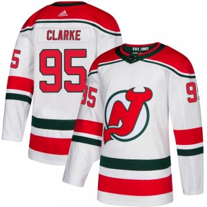 Youth Adidas New Jersey Devils Graeme Clarke White Alternate Jersey - Authentic