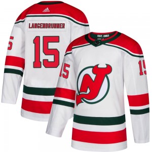 Youth Adidas New Jersey Devils Jamie Langenbrunner White Alternate Jersey - Authentic