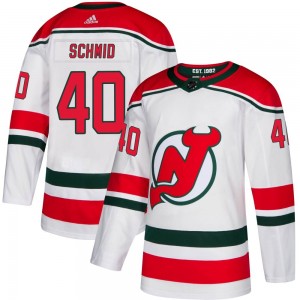 Youth Adidas New Jersey Devils Akira Schmid White Alternate Jersey - Authentic