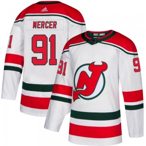 Men's Adidas New Jersey Devils Dawson Mercer White Alternate Jersey - Authentic