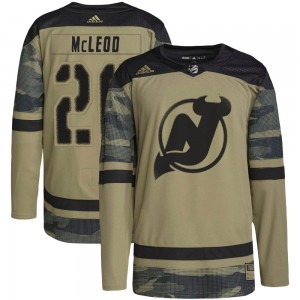 Youth Adidas New Jersey Devils Michael McLeod Camo Military Appreciation Practice Jersey - Authentic