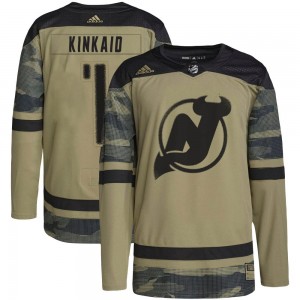 Men's Adidas New Jersey Devils Keith Kinkaid Camo Military Appreciation Practice Jersey - Authentic