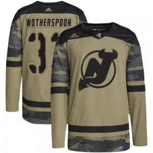 Men's Adidas New Jersey Devils Tyler Wotherspoon Camo Military Appreciation Practice Jersey - Authentic