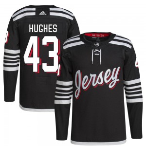 Youth Adidas New Jersey Devils Luke Hughes Black 2021/22 Alternate Primegreen Pro Player Jersey - Authentic