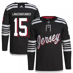 Youth Adidas New Jersey Devils Jamie Langenbrunner Black 2021/22 Alternate Primegreen Pro Player Jersey - Authentic