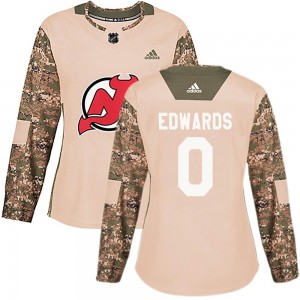 Women's Adidas New Jersey Devils Ethan Edwards Camo Veterans Day Practice Jersey - Authentic