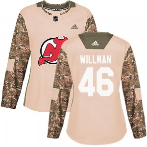 Women's Adidas New Jersey Devils Max Willman Camo Veterans Day Practice Jersey - Authentic