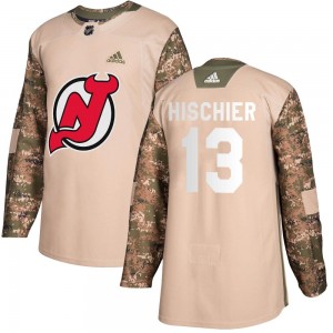 Youth Adidas New Jersey Devils Nico Hischier Camo Veterans Day Practice Jersey - Authentic
