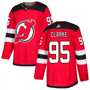 Men's Adidas New Jersey Devils Graeme Clarke Red Home Jersey - Authentic