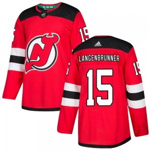 Men's Adidas New Jersey Devils Jamie Langenbrunner Red Home Jersey - Authentic