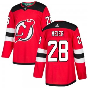 Men's Adidas New Jersey Devils Timo Meier Red Home Jersey - Authentic