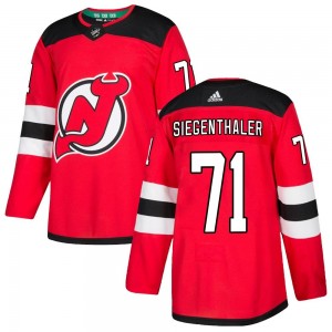 Men's Adidas New Jersey Devils Jonas Siegenthaler Red Home Jersey - Authentic