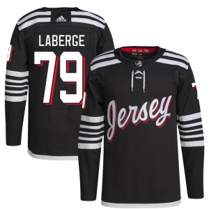 Men's Adidas New Jersey Devils Samuel Laberge Black 2021/22 Alternate Primegreen Pro Player Jersey - Authentic