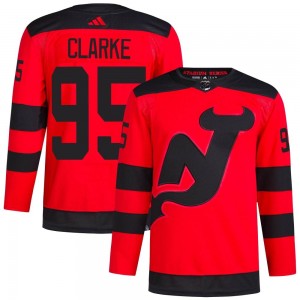 Men's Adidas New Jersey Devils Graeme Clarke Red 2024 Stadium Series Primegreen Jersey - Authentic