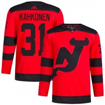Men's Adidas New Jersey Devils Kaapo Kahkonen Red 2024 Stadium Series Primegreen Jersey - Authentic
