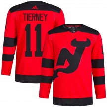 Men's Adidas New Jersey Devils Chris Tierney Red 2024 Stadium Series Primegreen Jersey - Authentic